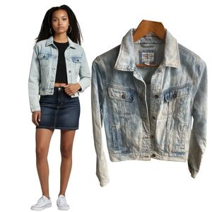 Acid Wash Denim Jacket Light Wash 100% Cotton Women’s Small Forever 21